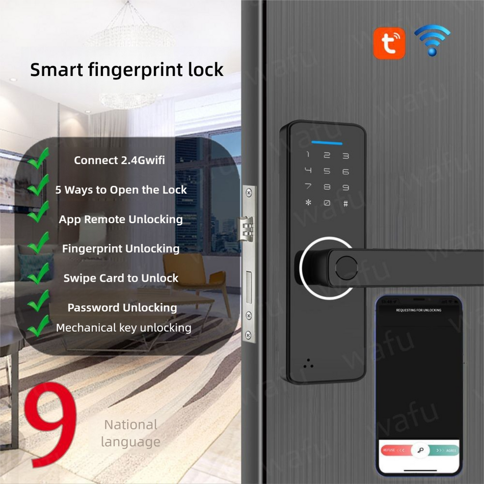 Wi-Fi Semiconductor Fingerprint Smart Lock F1E